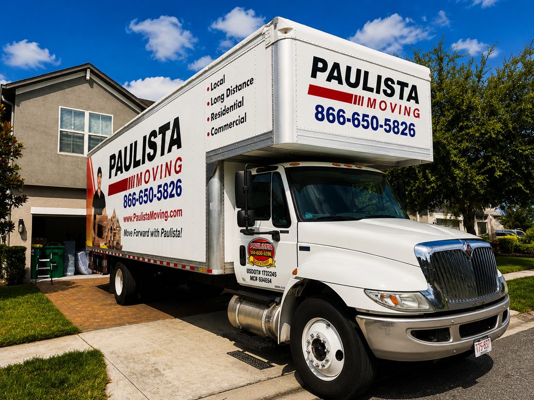 Paulista Moving truck parked on site preparing for residential move